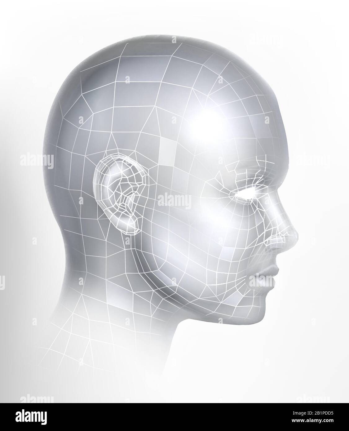 Cyber 3D Technology Face Digital Tech AI Head Stock Vector