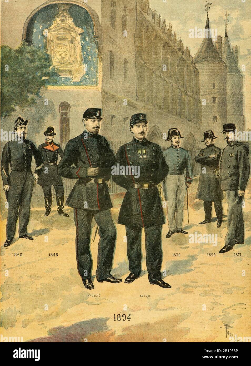 Tofani Osvaldo ( 1849 - 1915 ) - The different costumes of the French police  since 1829 to 1894 - Private collection Stock Photo - Alamy