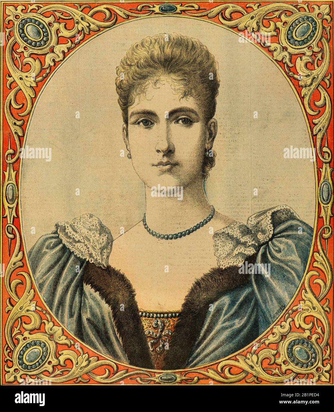 Engraving - Portrait of Princess Alix of Hesse Darmstadt wife of