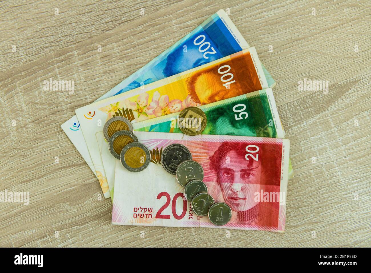 Geld, Scheine Münzen, Schekel, Israel Stock Photo