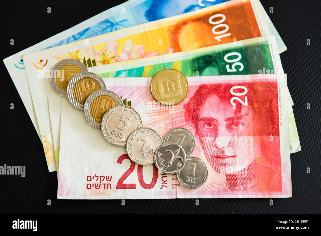 Geld, Scheine Münzen, Schekel, Israel Stock Photo