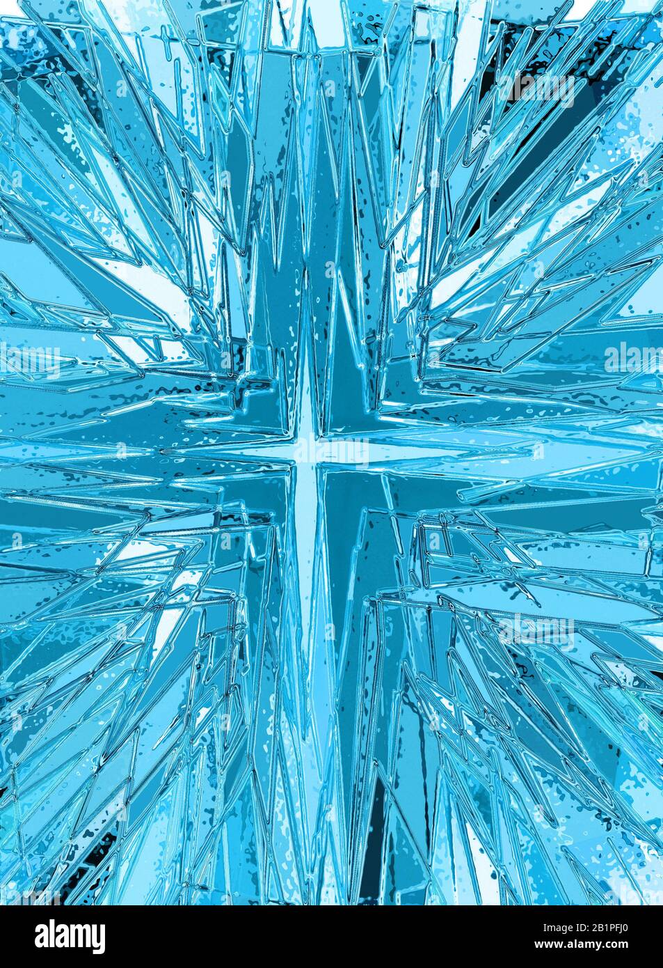 Light blue religious cross stained glass illustration Stock Photo