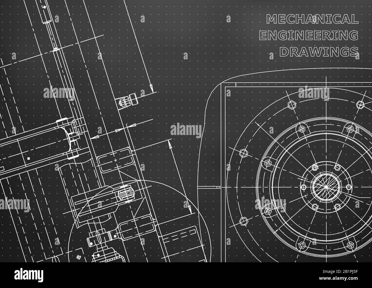 Blueprint. Vector drawing. Mechanical instrument making. Black ...