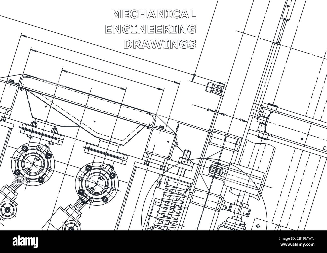 Sketch. Vector engineering illustration. Computer aided design systems