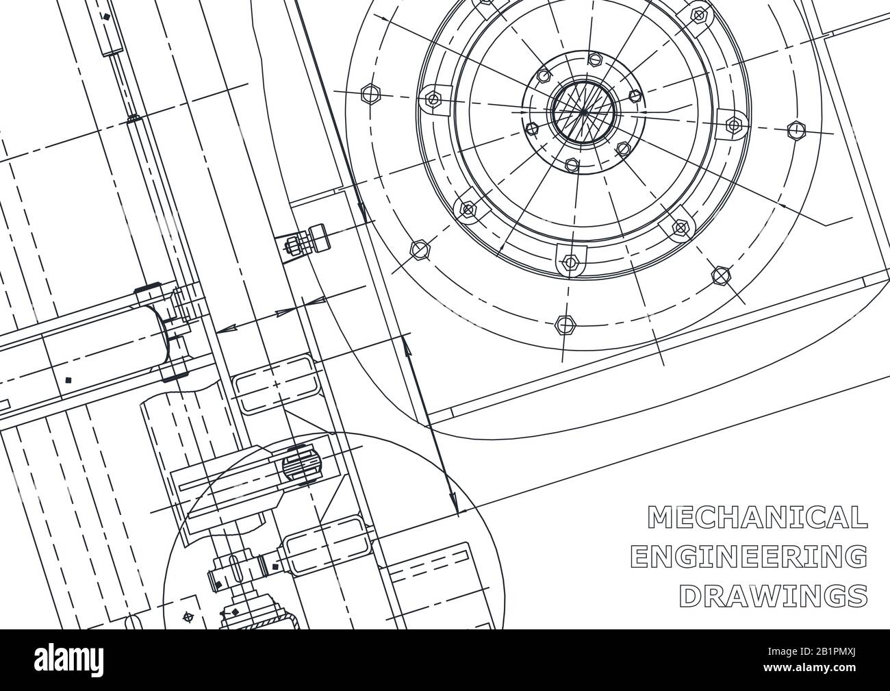 Vector banner. Engineering drawings. Mechanical instrument making