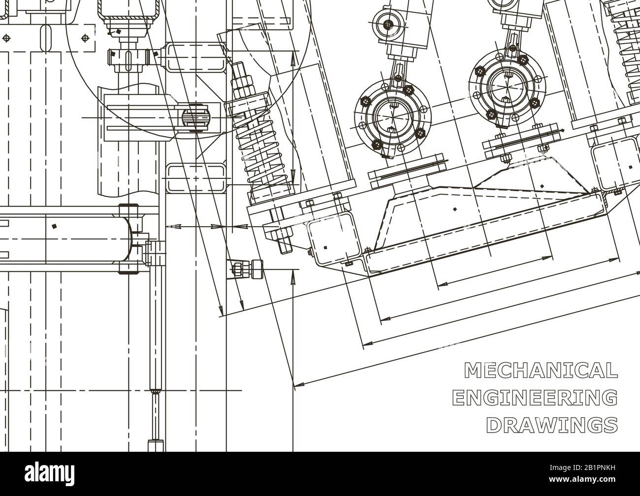 Machine-building industry. Mechanical engineering drawing. Instrument-making drawings. Computer aided design systems. Technical illustrations, backgro Stock Vector