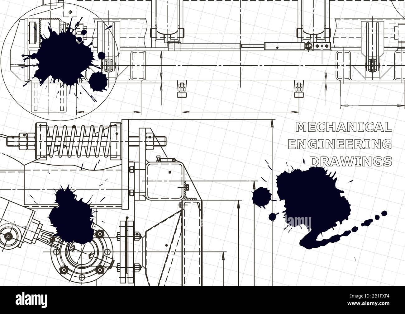 Computer aided design systems. Technical. Blue Ink. Blots Stock Vector ...