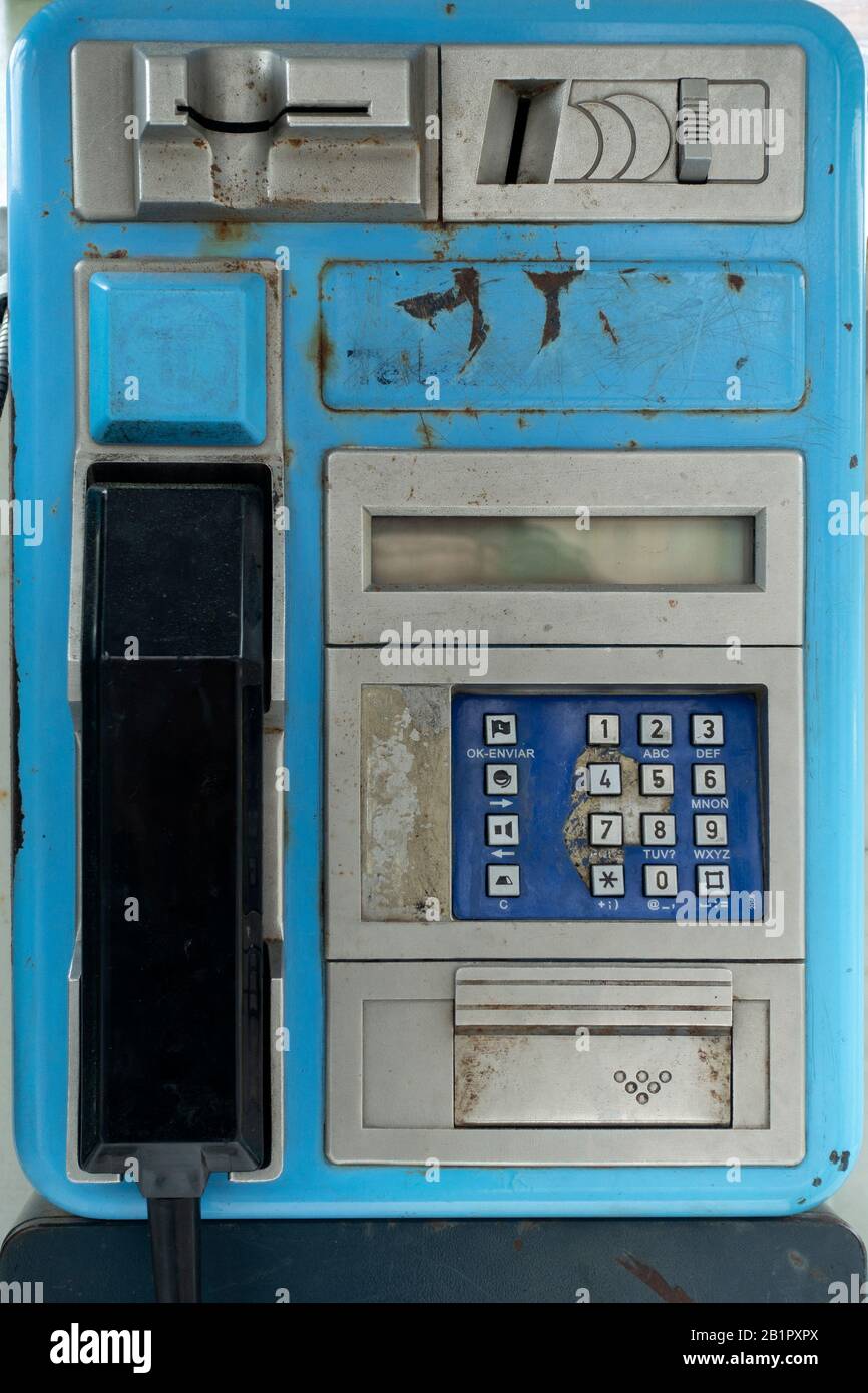 Old phone box.Spain Stock Photo