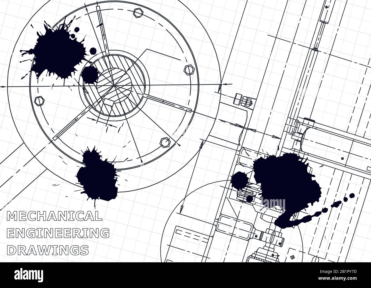 Cover, flyer, banner. Vector engineering illustration. Blueprint ...
