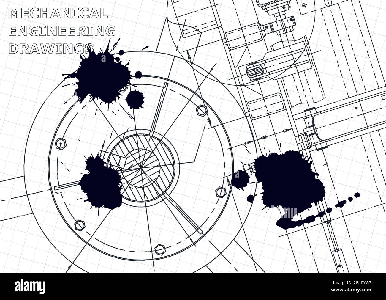 Cover, flyer, banner. Vector engineering illustration. Blueprint ...