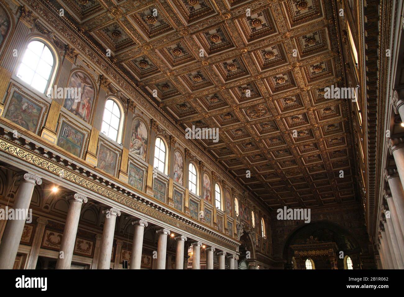 Rome, Italy - famous Basilica of Santa Maria Maggiore. Baroque interior ...