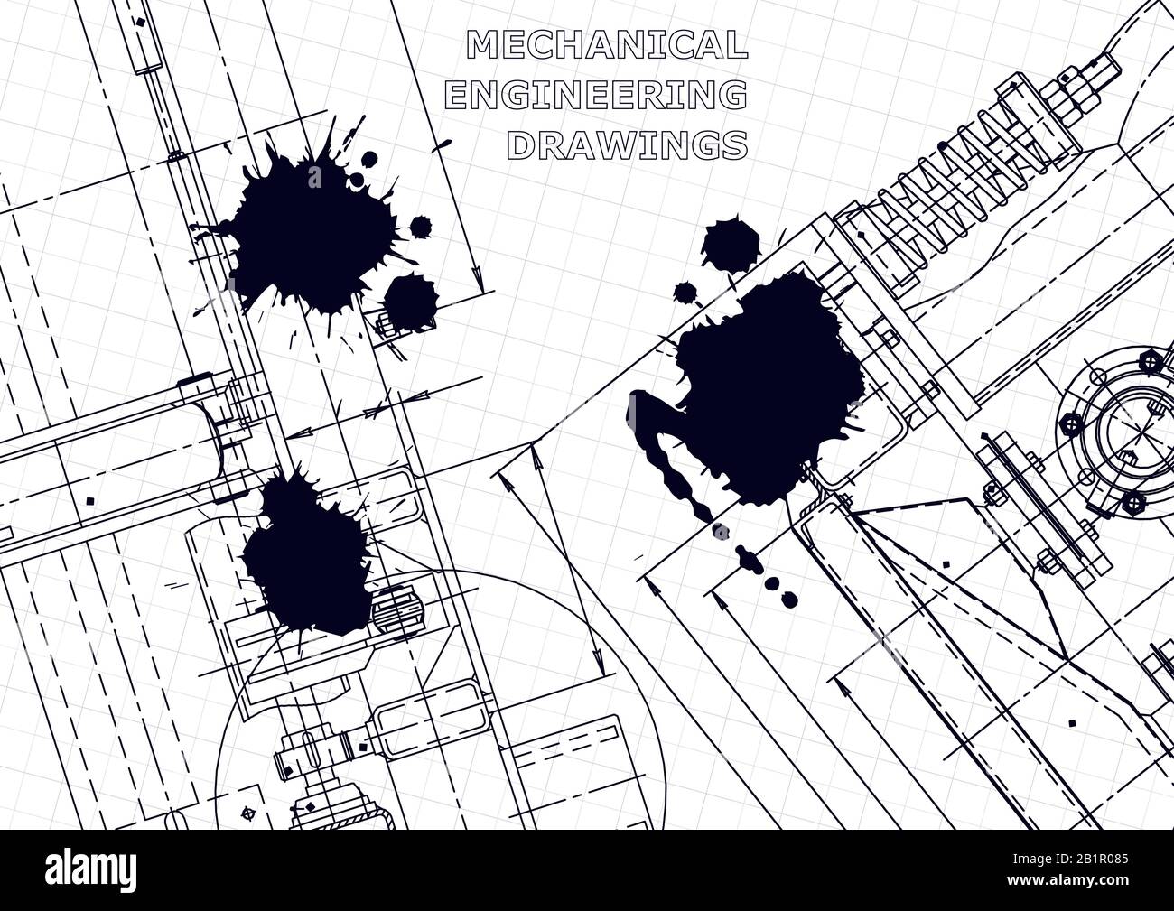 Vector engineering drawings. Mechanical instrument making. Black Ink ...