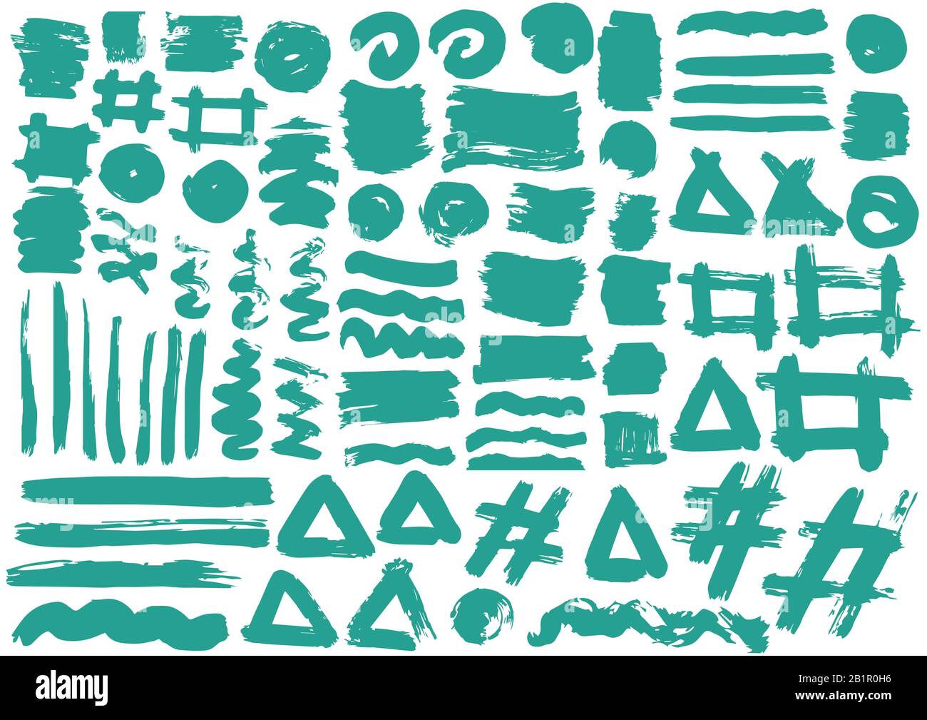 Vector design elements. Blue stripes, grunge. Handmade. Original textures, hand drawing. Brushes frames for text Waves Stock Vector