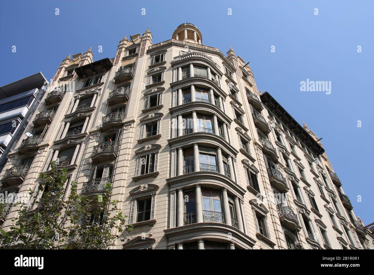 Old beautiful architecture at famous Avinguda Diagonal (Eixample district), Barcelona (Spain) Stock Photo