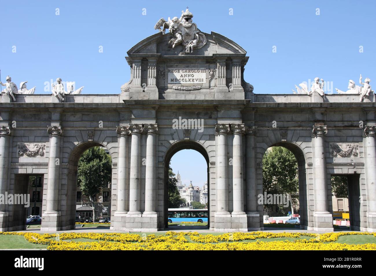 Puerta de Alcala - a Neo-classical monument in the Plaza de la Independencia (Independence Square) in Madrid, Spain Stock Photo