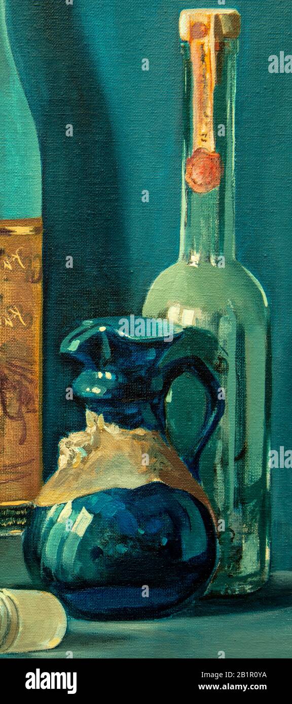 composition of several objects, oil painting, handmade Stock Photo - Alamy