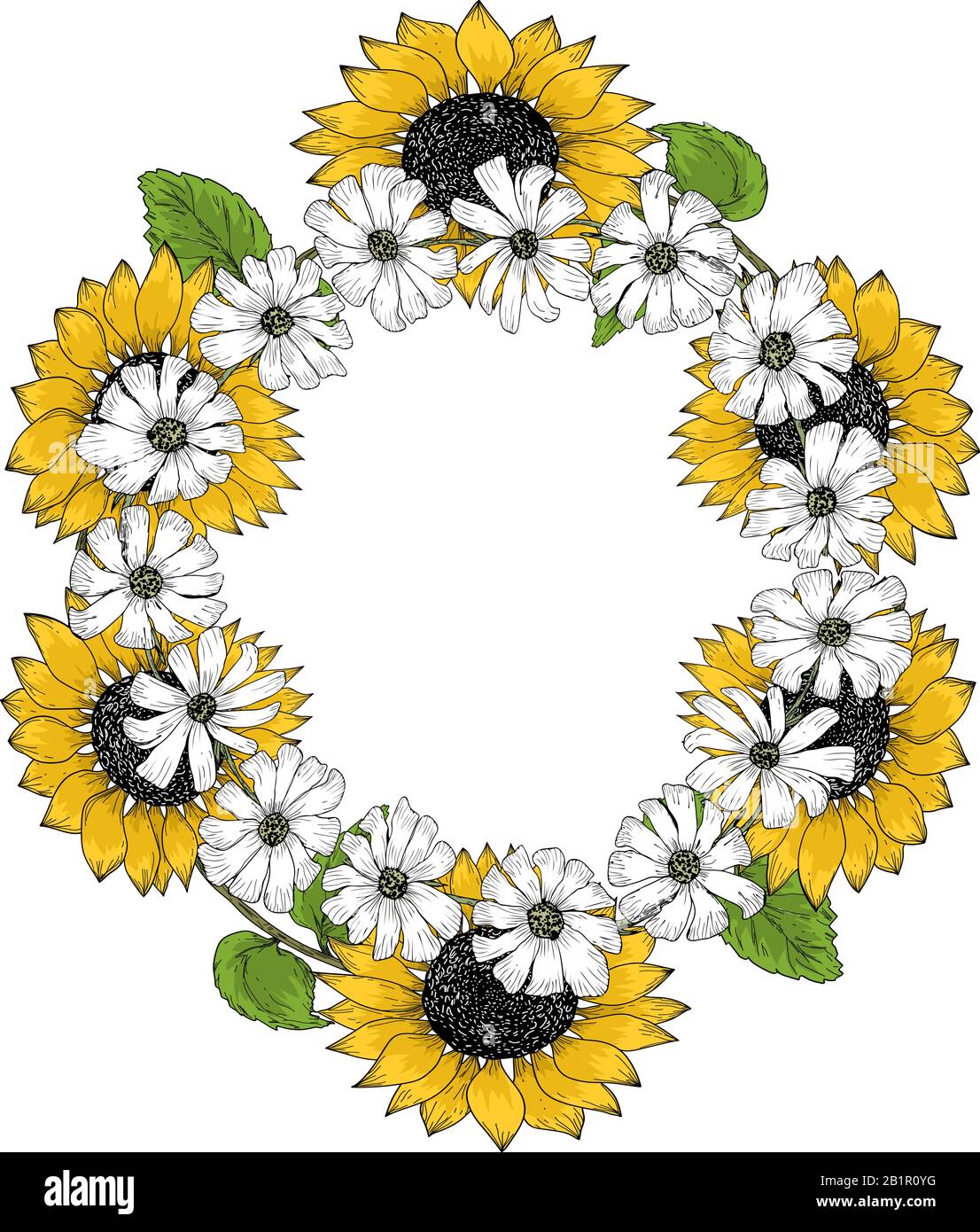 Vector illustration colorful wreath frame blooms Stock Vector Image ...