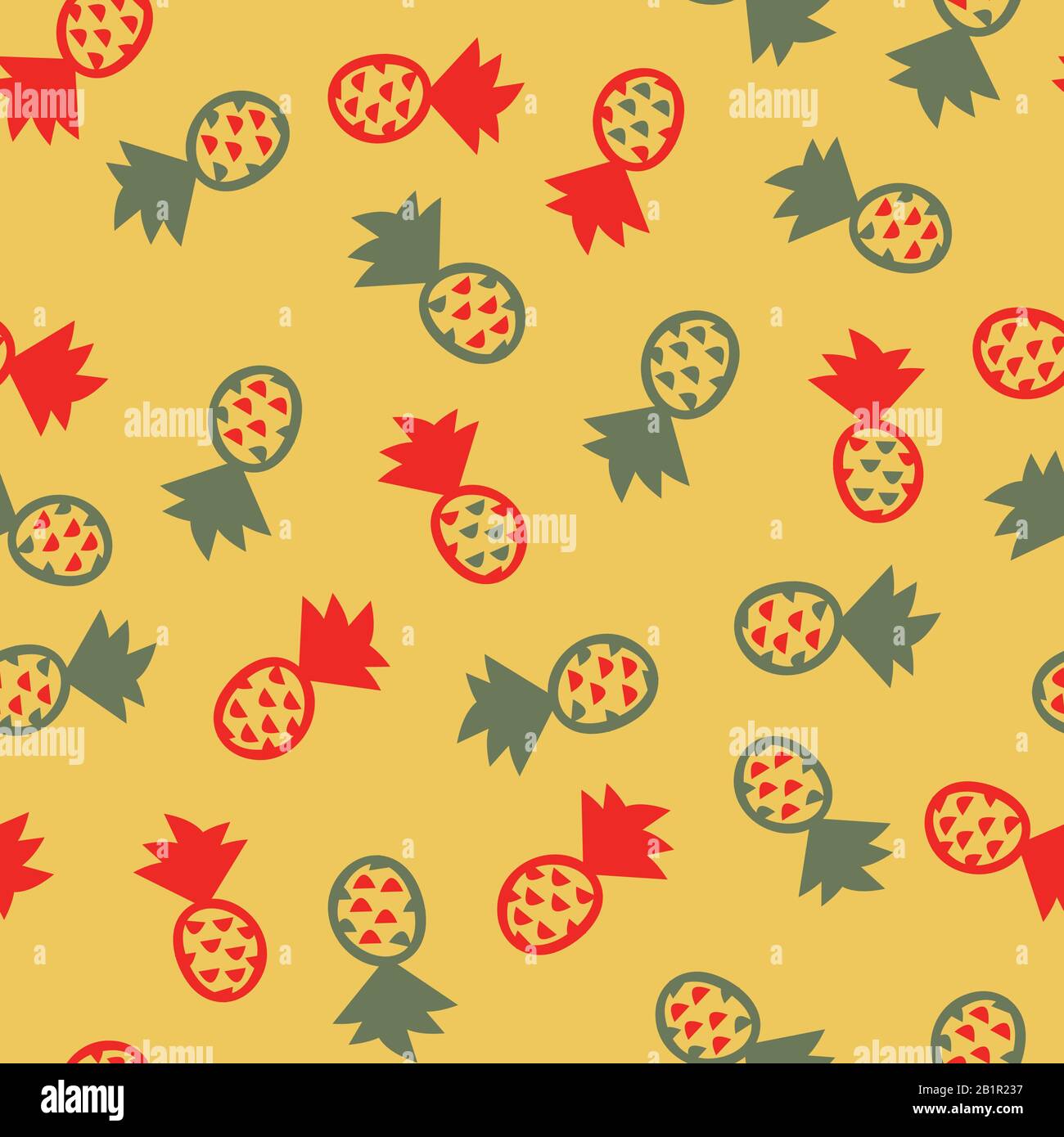 red and green pineapples seamless vector pattern Stock Vector