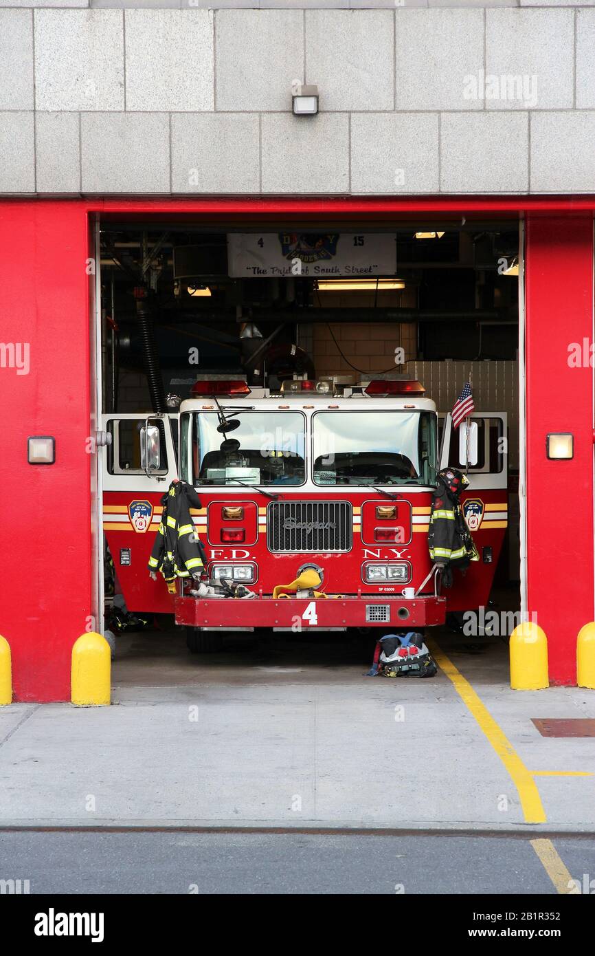 NEW YORK, USA - JULY 4, 2013: Exterior view of New York City Fire Department. FDNY is the largest fire department in the USA with 15,870 employees and Stock Photo