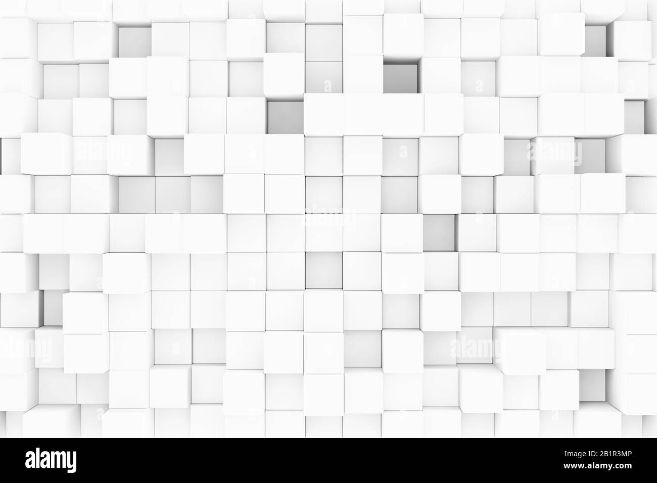 Abstract, modern tiled square cubes backwall background texture with soft light - 3D illustration Stock Photo