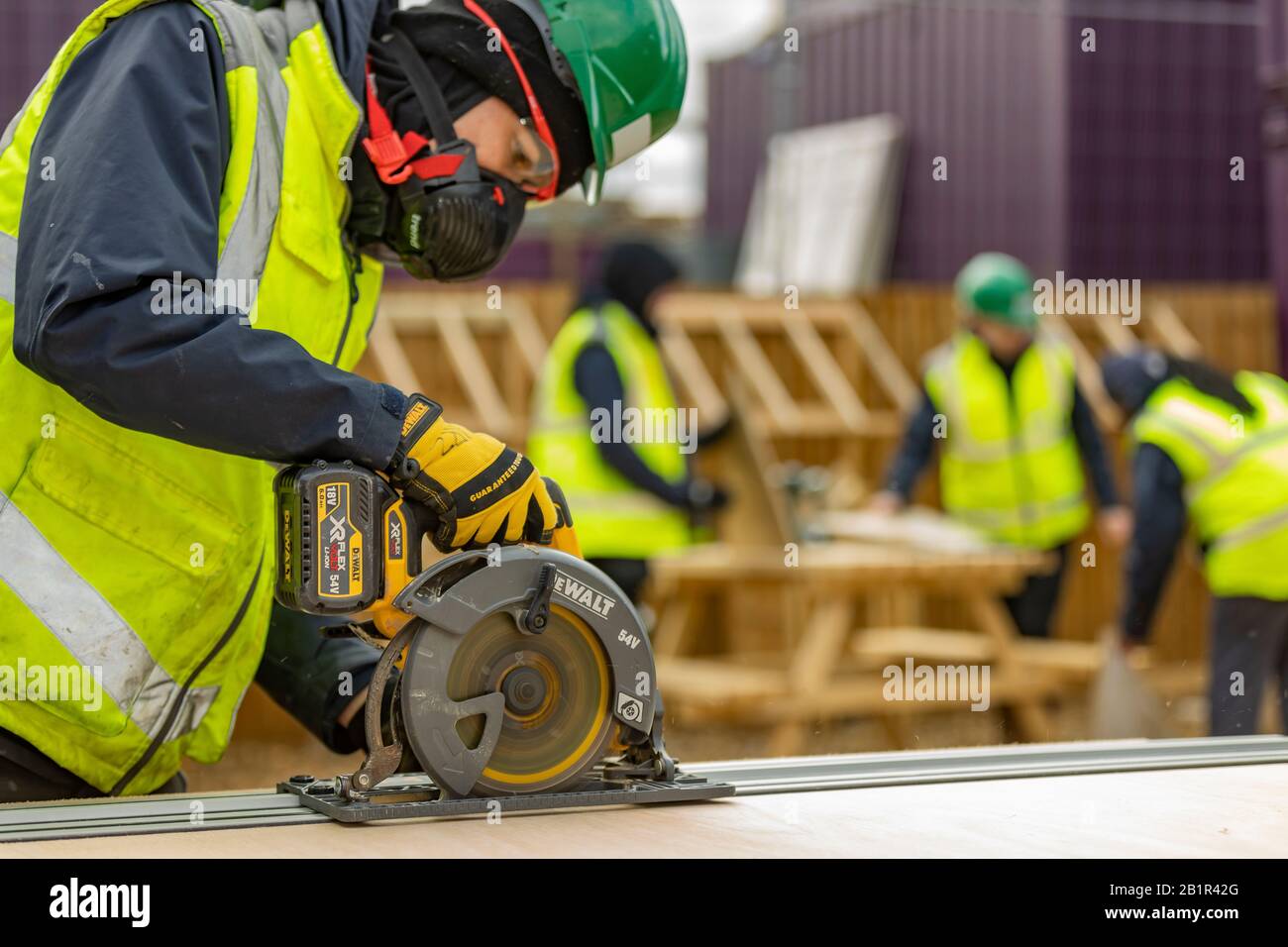 Construction Apprentice - Carpentry Bricklaying UK Building Housing Property Stock Photo