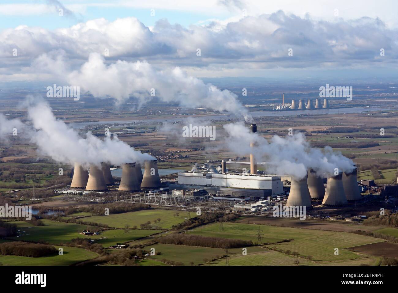 aerial view of Drax Power Station in North Yorkshire Stock Photo