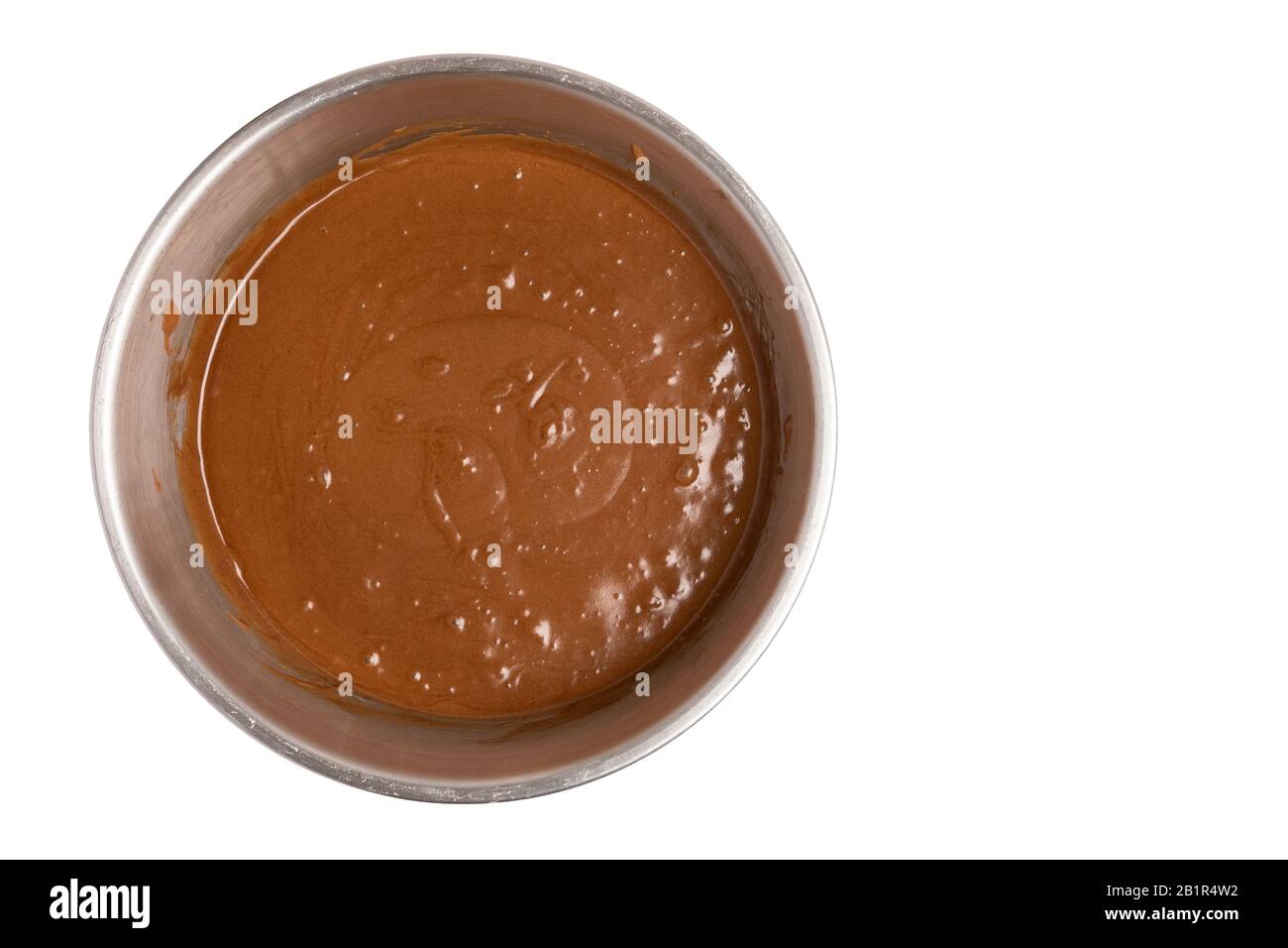 Chocolate Brownie Mix In A Metal Bowl Stock Photo