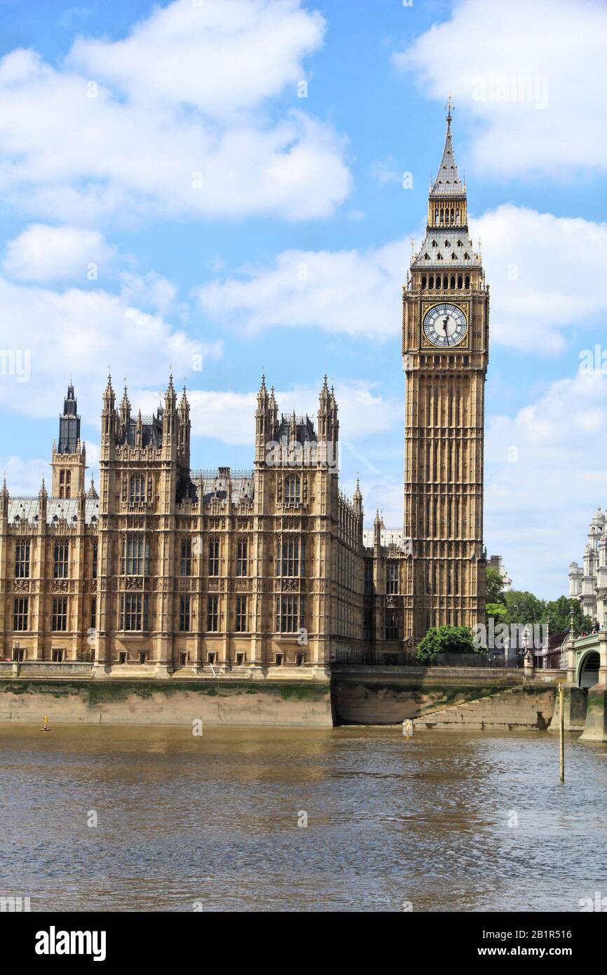 Big Ben and Westminster Bridge at Sunset in London Editorial Stock