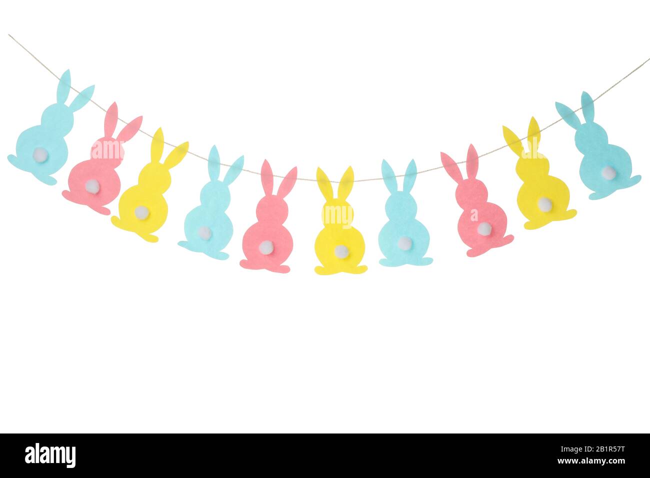 Twine with colorful bunnies isolated on white background Stock Photo ...