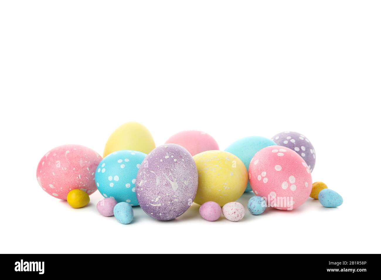 Colorful Easter eggs isolated on white background Stock Photo