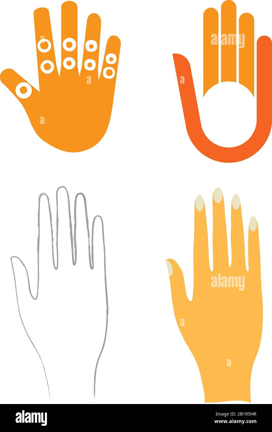 Vector illustration of four hands in different styles Stock Vector