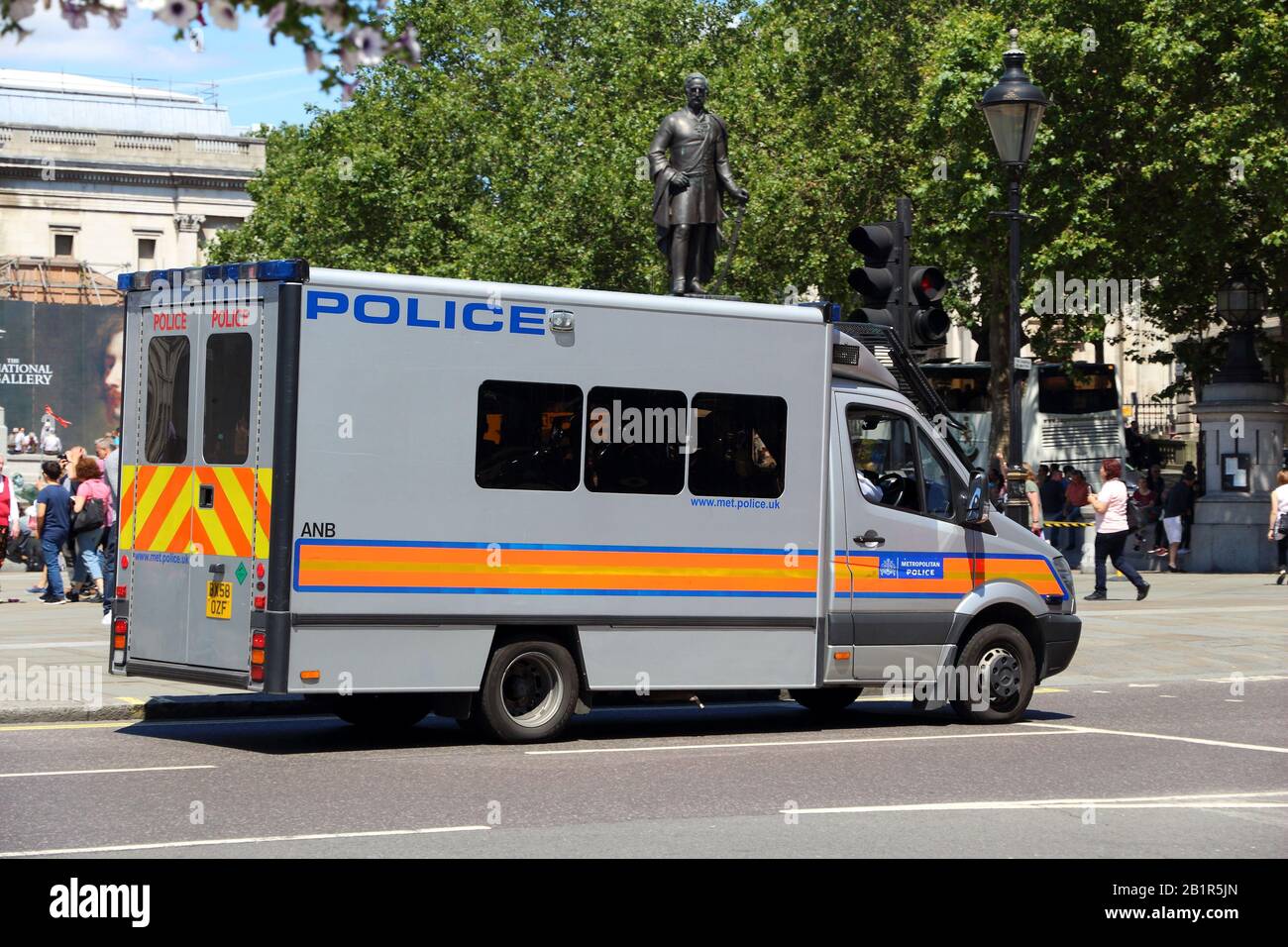 LONDON, UK - JULY 6, 2016: Mercedes Sprinter police vehicle in London, UK. Metropolitan Police Service has 31,000 police officers in Greater London ar Stock Photo