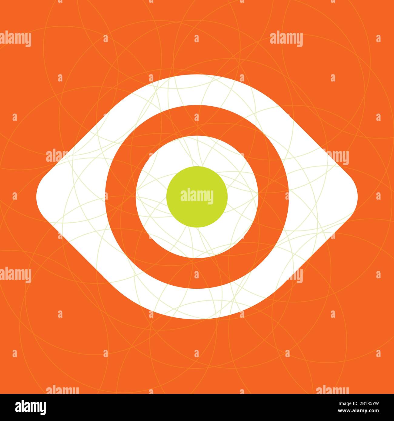 Simple eye icon on orange background. Stock Vector