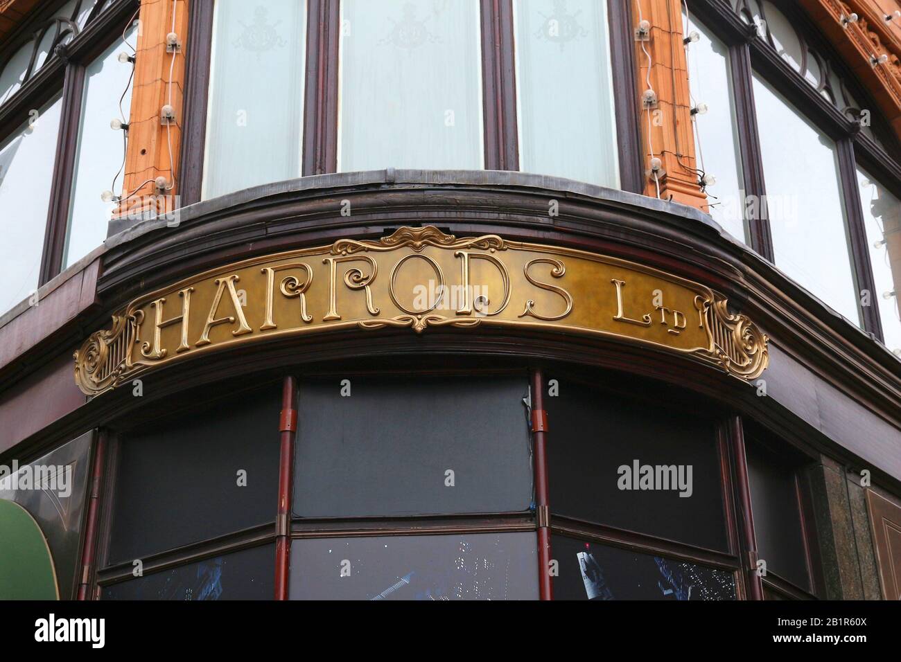 LONDON, UK - JULY 9, 2016: Harrods department store in London. The famous retail establishment is located on Brompton Road in Knightsbridge district. Stock Photo