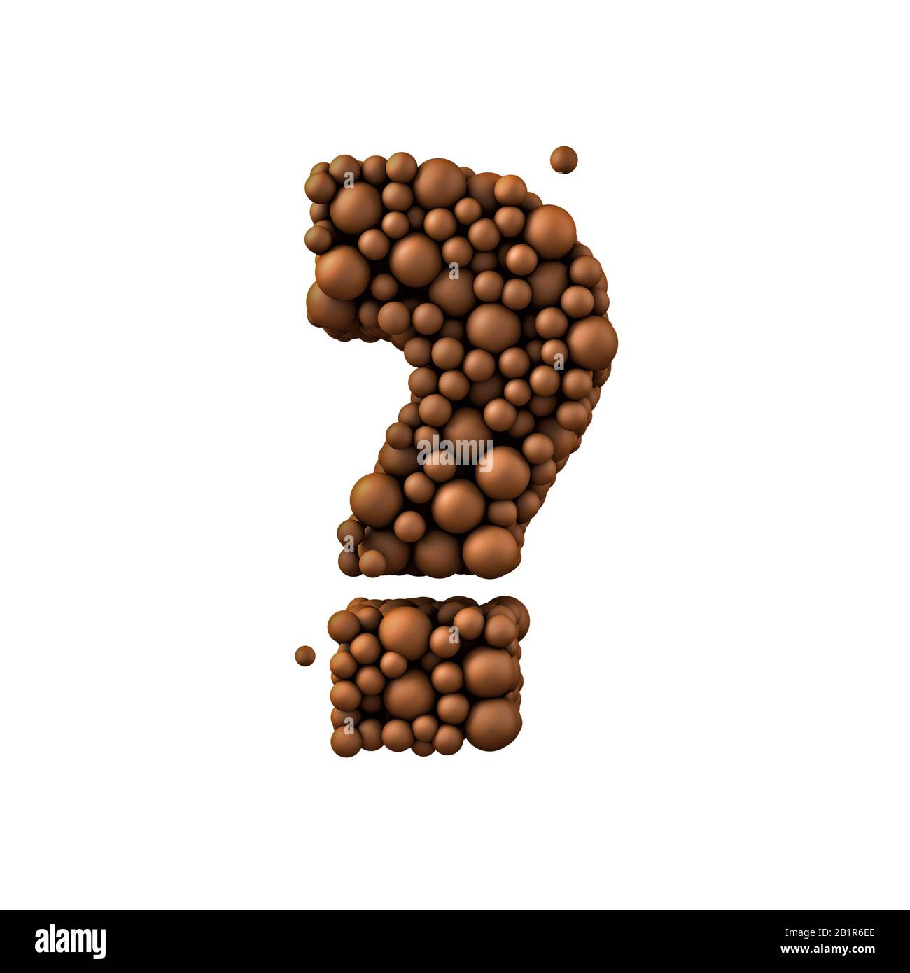Question mark isolated on white, made of chocolate bubbles, milk