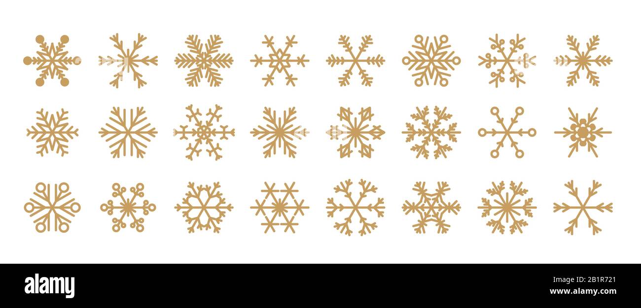 Gold vector snowflakes collection. Christmas snow flake icon set Stock ...