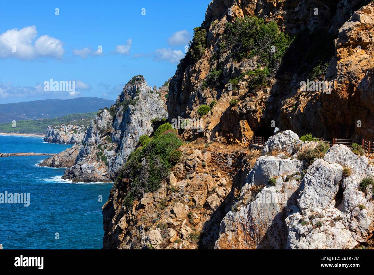 rocks at the beach of Buggerru, Italy, Sardegna Stock Photo