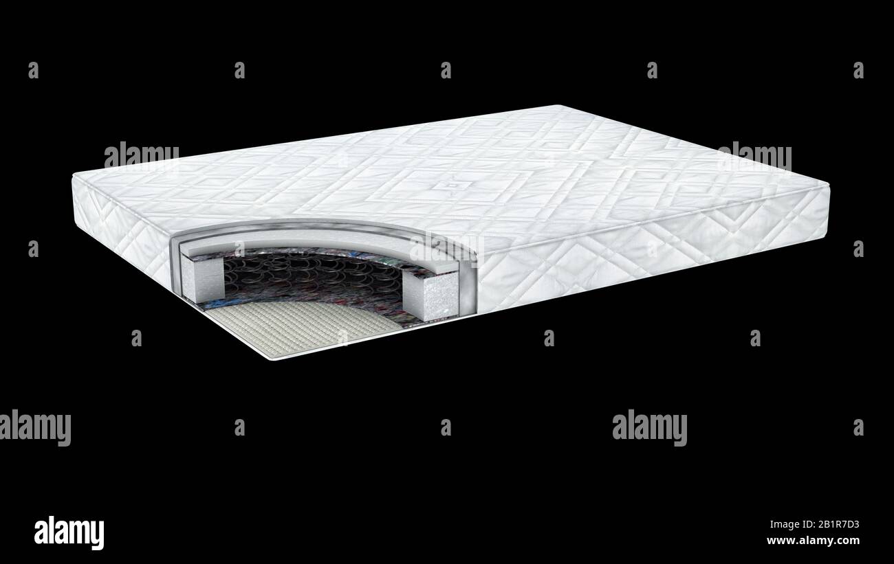 Double comfortable orthopedic mattress cut out in realistic style with  layers view isolated 3d illustration Stock Photo - Alamy