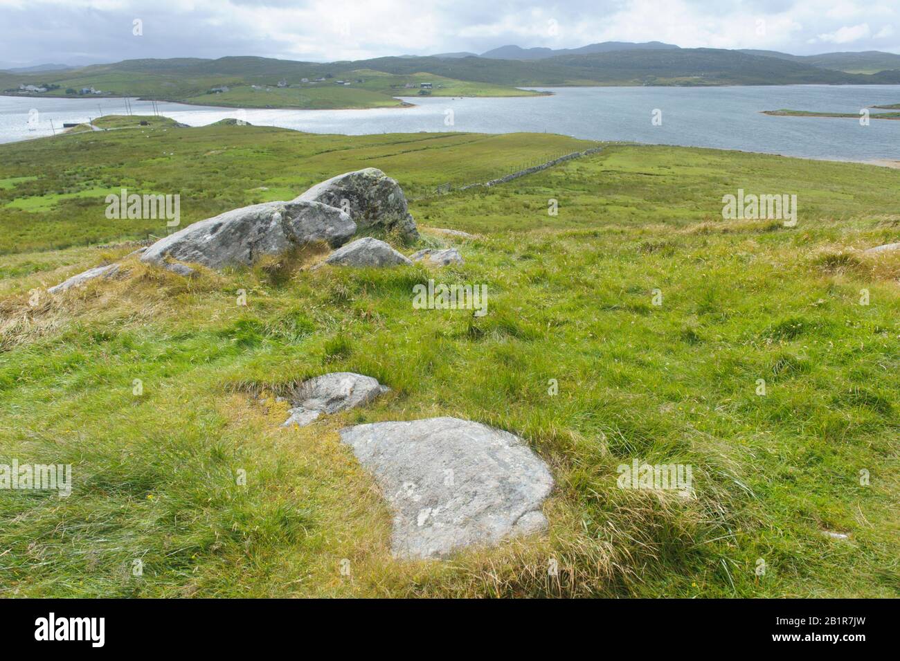A view over Loch Ceann Hulabhaig from the standing stones at Callanish, Isle of Lewis, Scotland Stock Photo