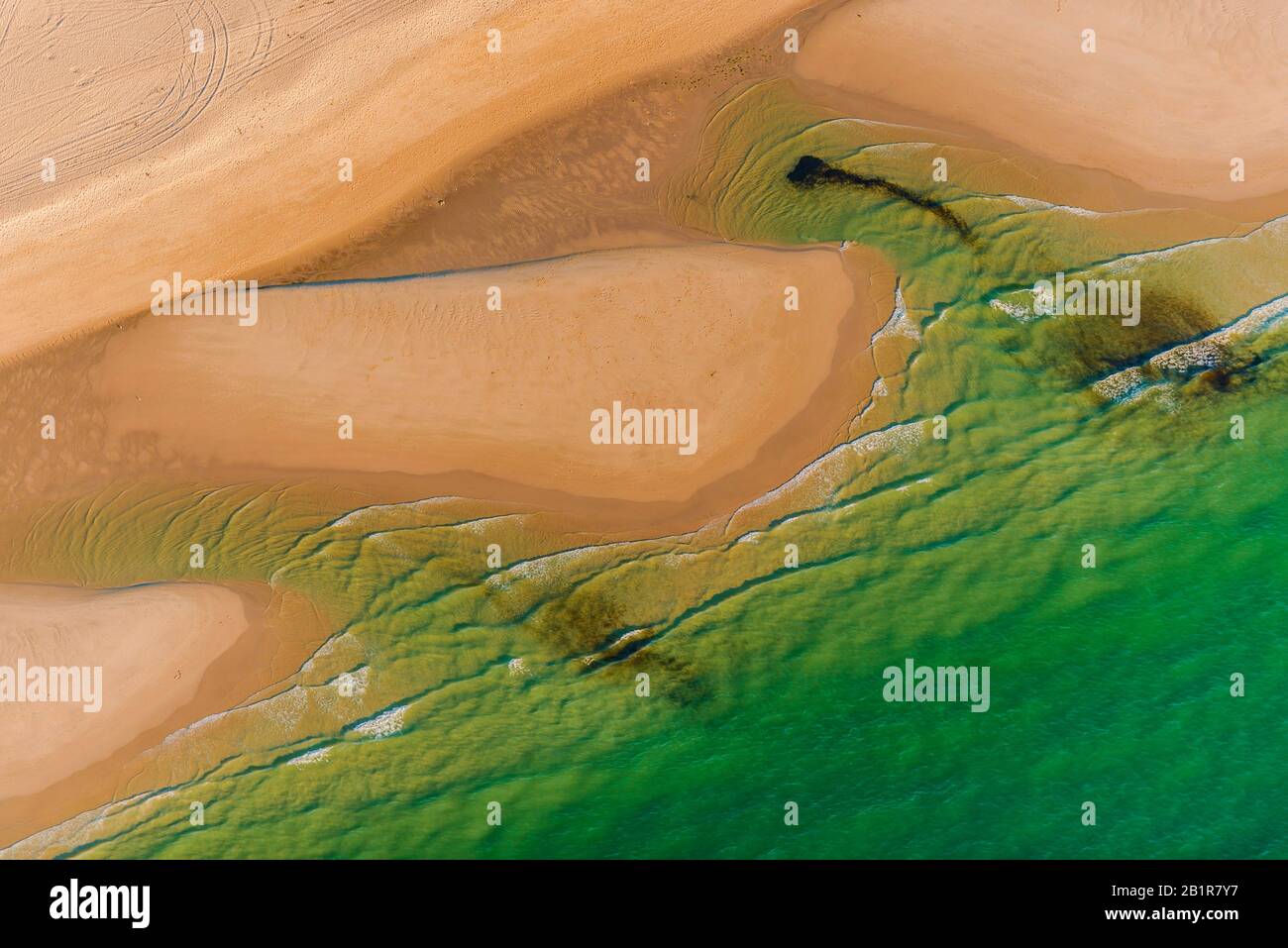 aerial view of the North Sea beach, Germany, Schleswig-Holstein, Schleswig-Holstein Wadden Sea National Park, Sylt Stock Photo