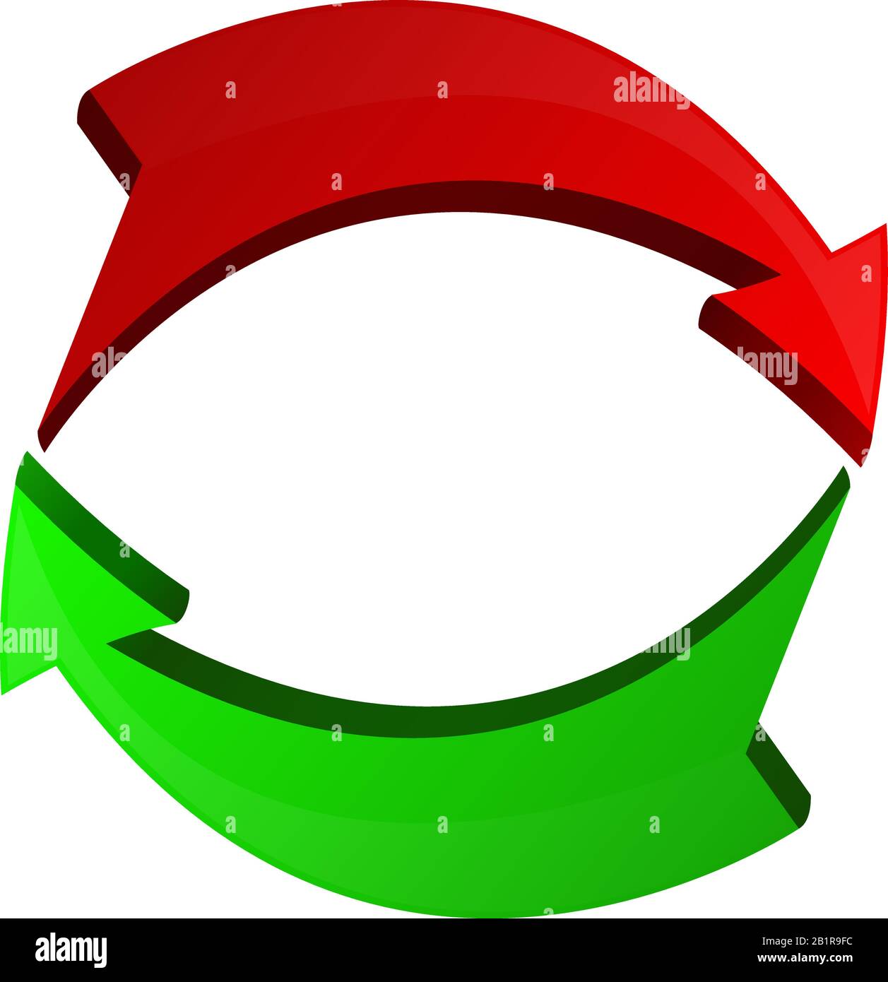 Red and green arrows in circular motion Stock Vector