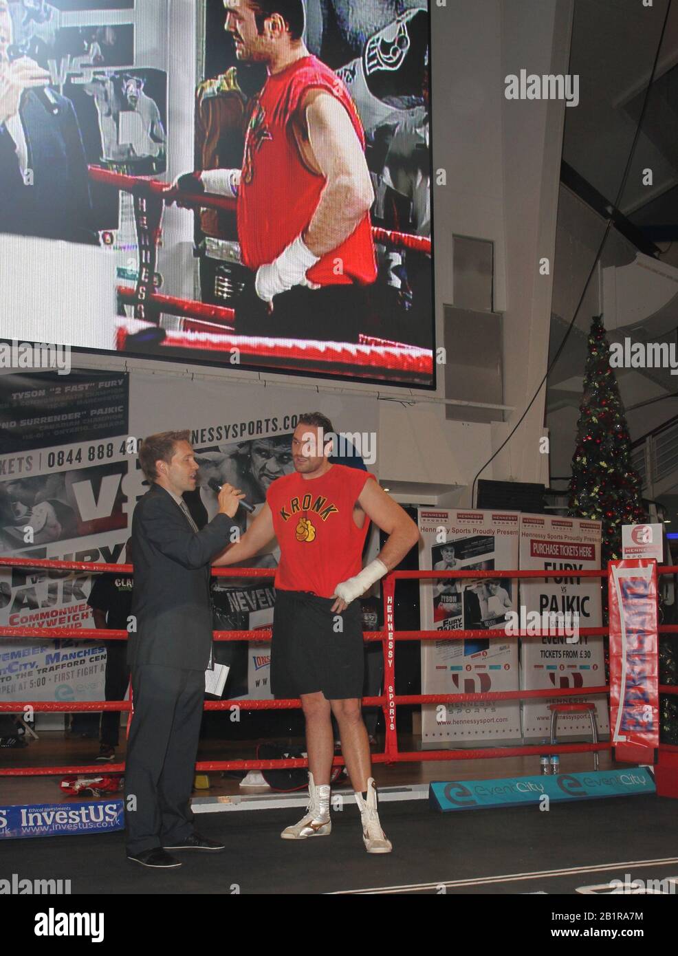 Manchester,Uk World Boxing Champion Tyson Fury trains at Trafford