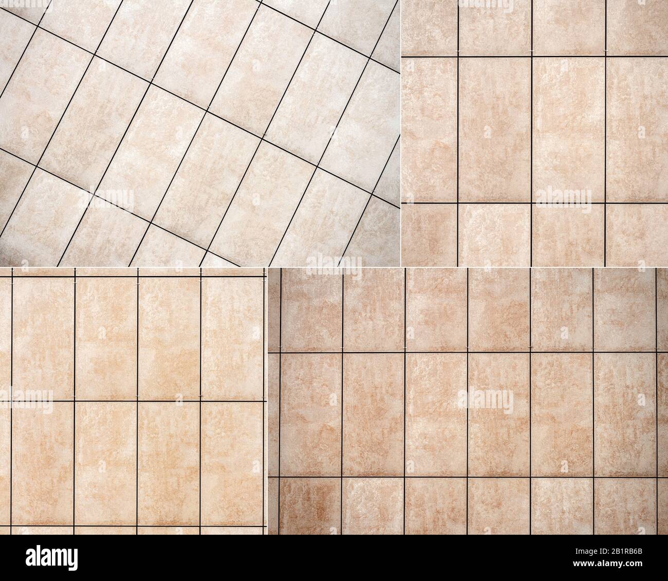 Collection of images with modern beige tile wall texture Stock Photo