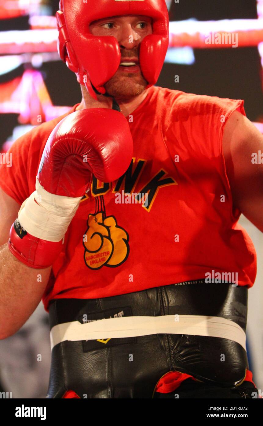 Manchester Uk World Boxing Champion Tyson Fury Trains At Trafford manchester-uk-world-boxing-champion-tyson-fury-trains-at-trafford