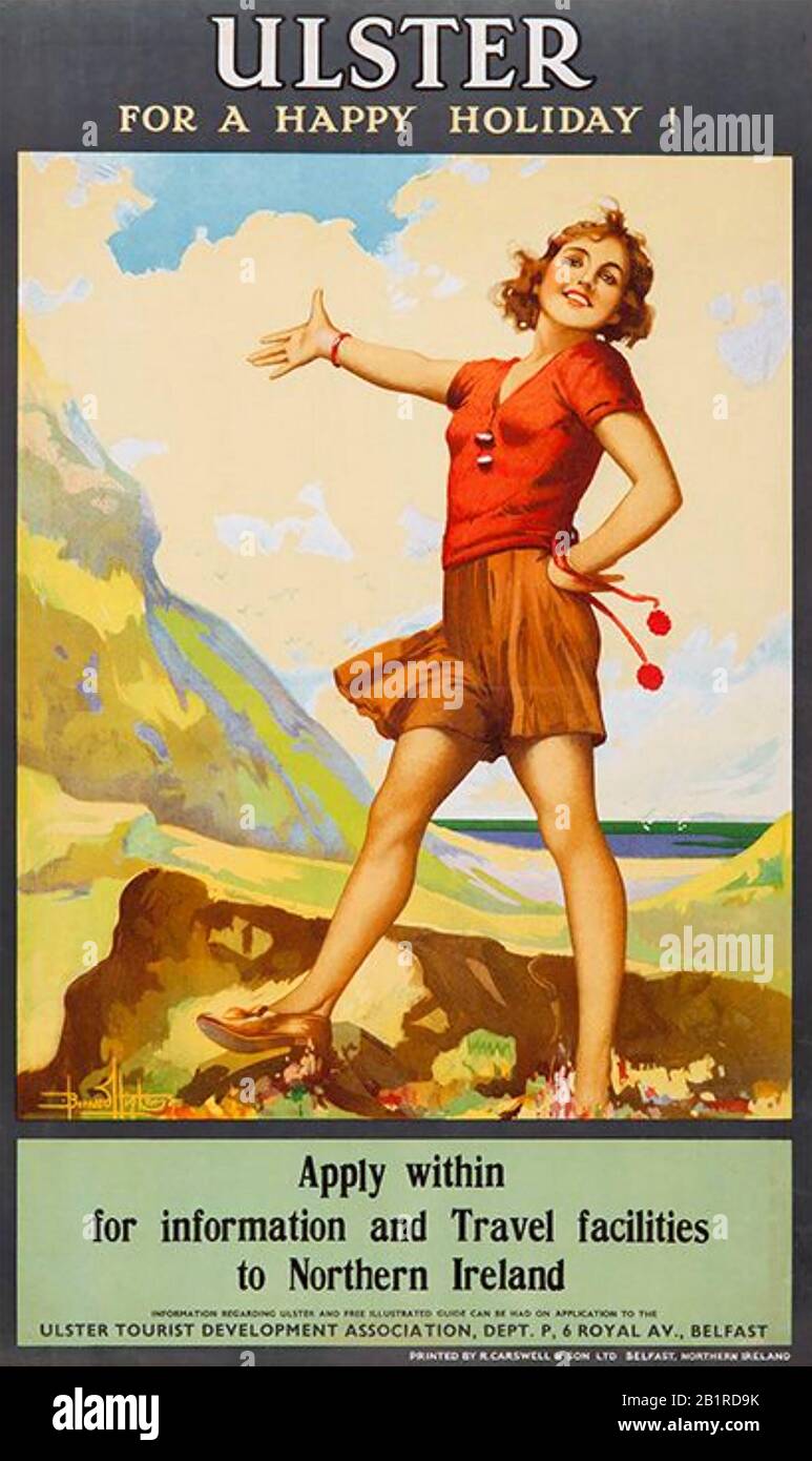 ULSTER FOR A HAPPY HOLIDAY poster about 1930 Stock Photo