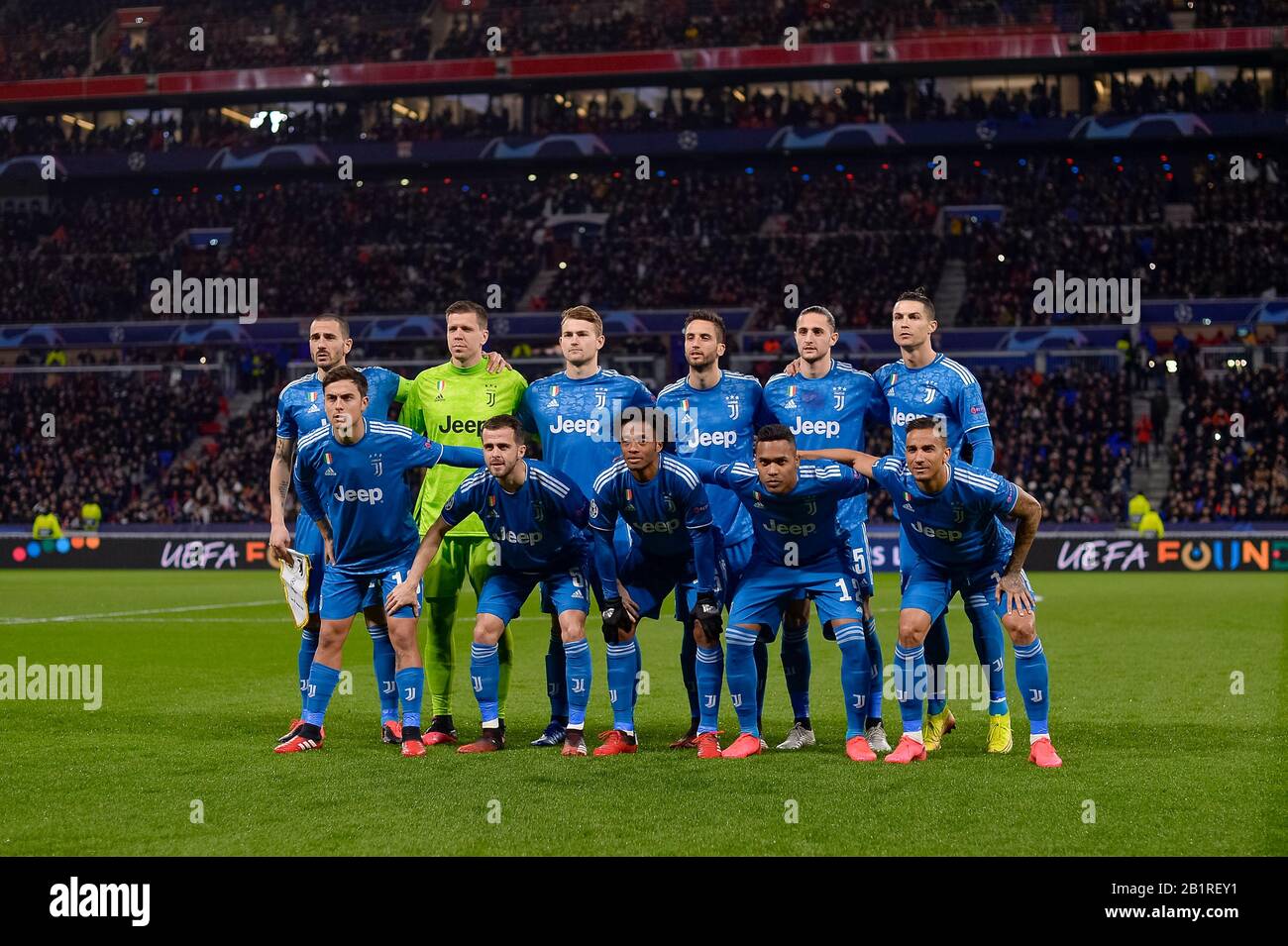 Lyon, Italy. 26th Feb, 2020. LYON, ITALY - February 26, 2020: Players of Jvuentus FC pose for a team photo prior to the UEFA Champions League round of 16 first leg football match between Olympique Lyonnais and Juventus FC. Olympique Lyonnais won 1-0 over Juventus FC. (Photo by Nicolò Campo/Sipa USA) Credit: Sipa USA/Alamy Live News Stock Photo