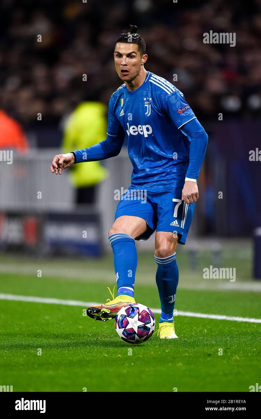 Lyon, Italy. 26th Feb, 2020. LYON, ITALY - February 26, 2020: Cristiano  Ronaldo of Juventus FC in action during the UEFA Champions League round of  16 first leg football match between Olympique