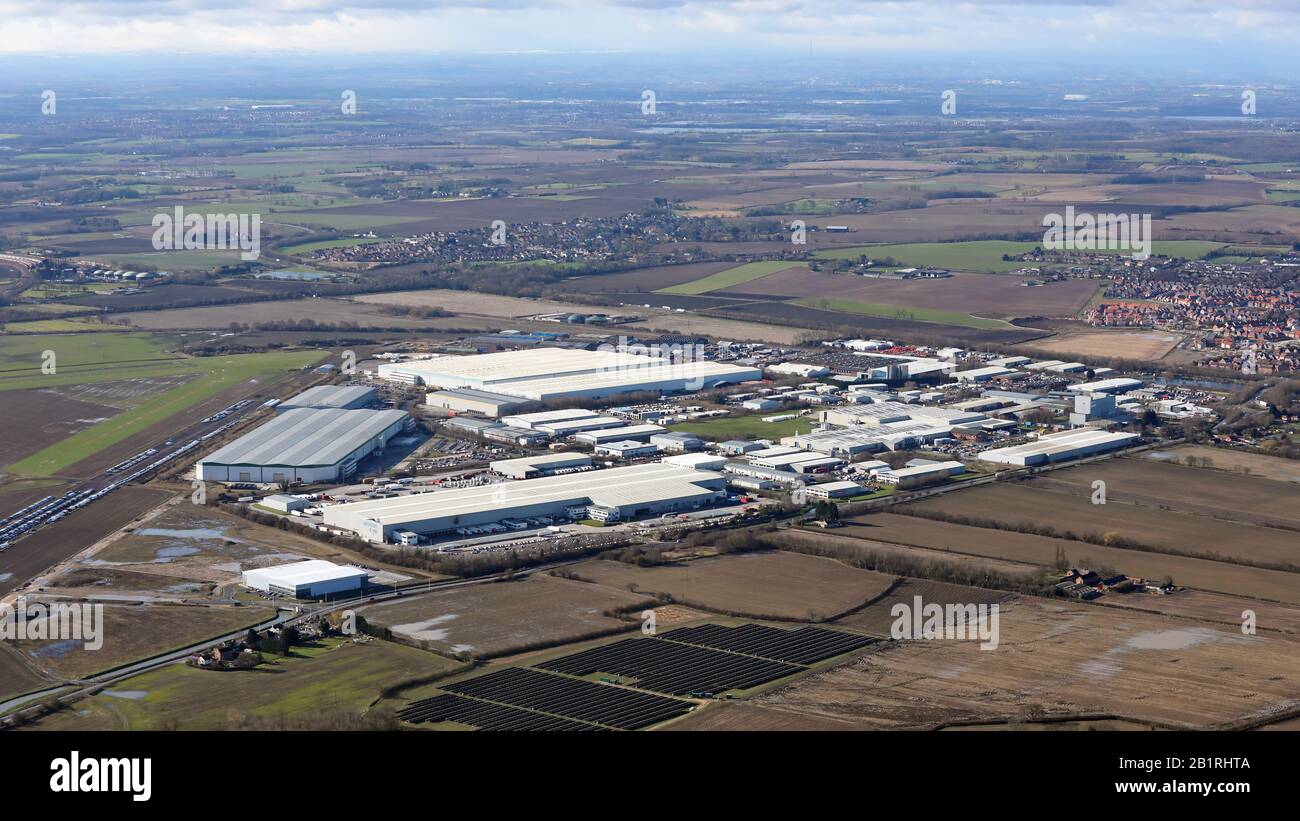 aerial view of Sherburn Industrial Estate, Sherburn in Elmet, Leeds LS25 Stock Photo