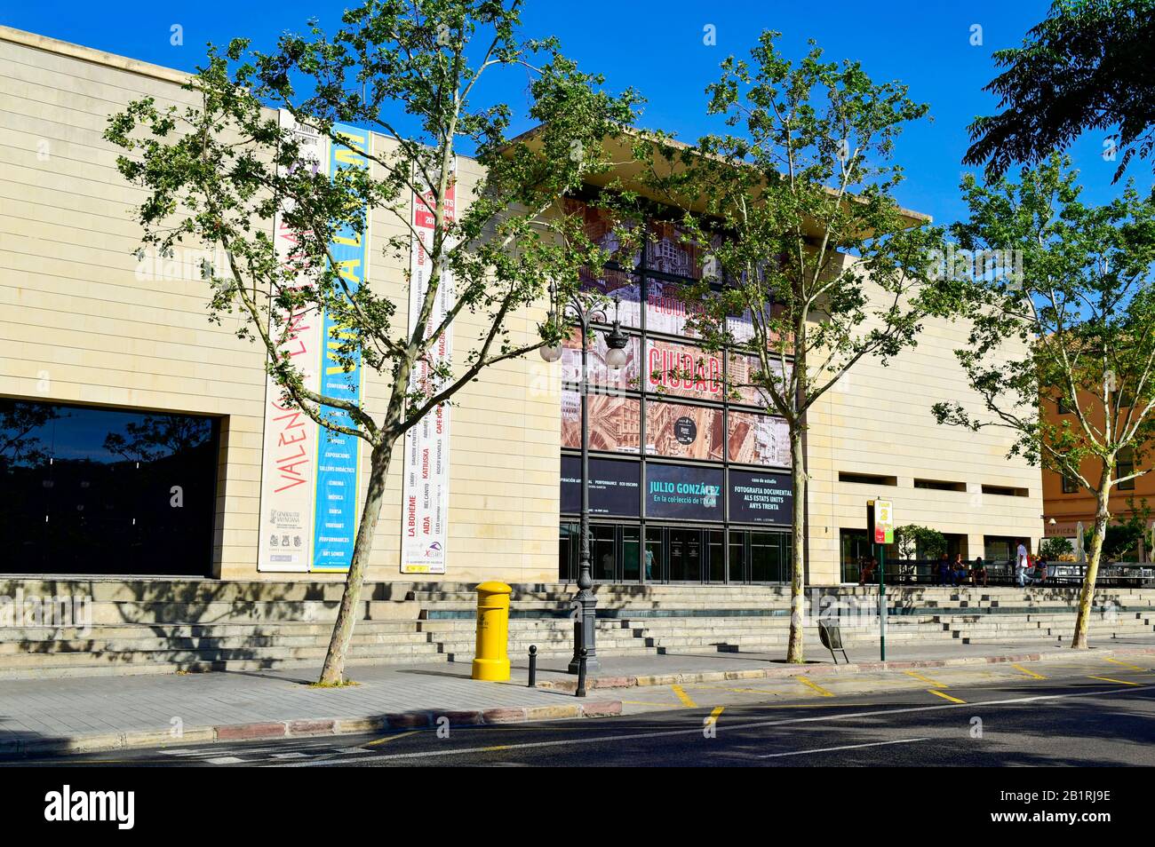 VALENCIA, SPAIN - JUNE 19: Facade of the Instituto Valenciano de Arte Moderno, aka IVAM, on June 19, 2016 in Valencia, Spain. The IVAM works as a muse Stock Photo