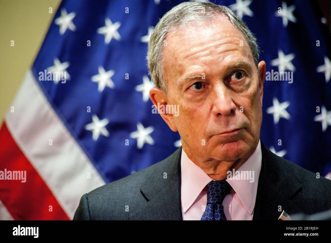 New York City Mayor Michael J. Bloomberg at a press event promoting job employment with focus on newly returned war veterans. Stock Photo